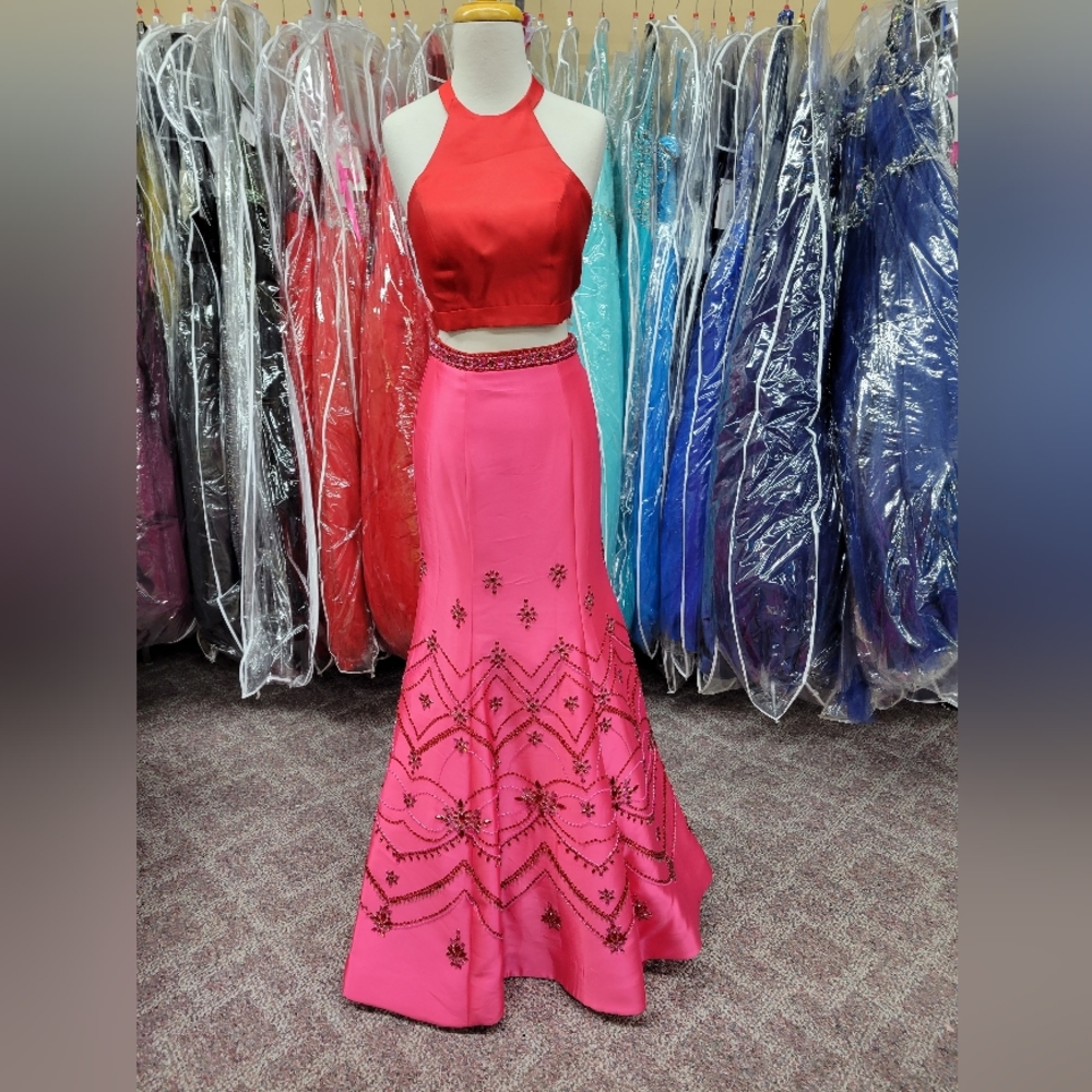 RACHEL ALLAN FUCHSIA/RED 2 PROM DRESS